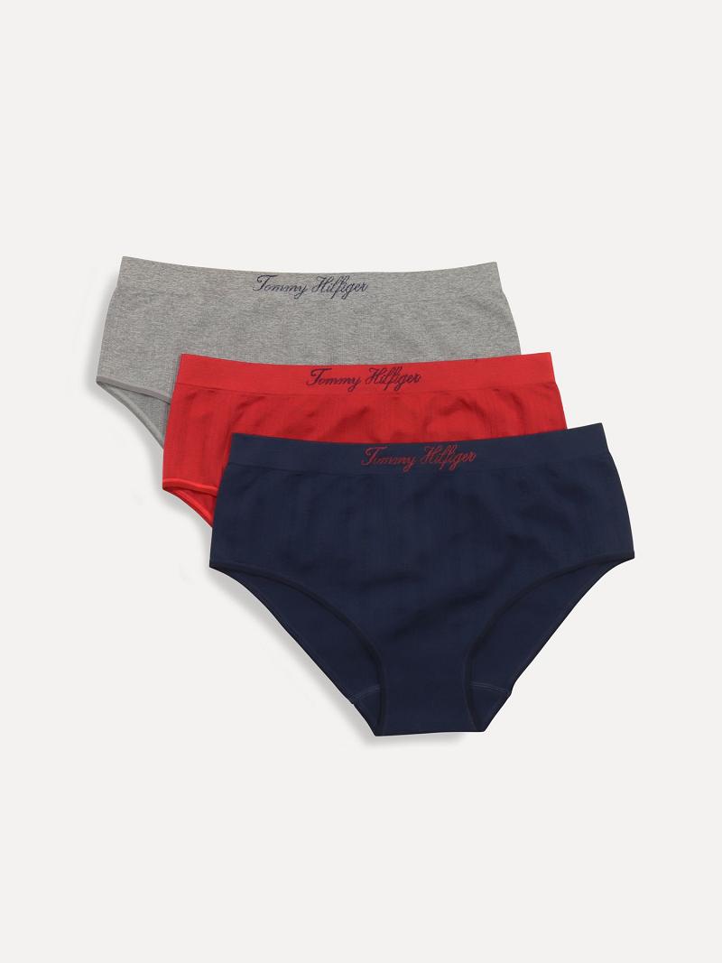 Női Tommy Hilfiger Seamless Hipster 3PK Fehérnemű Sötétkék | HU 561BEX